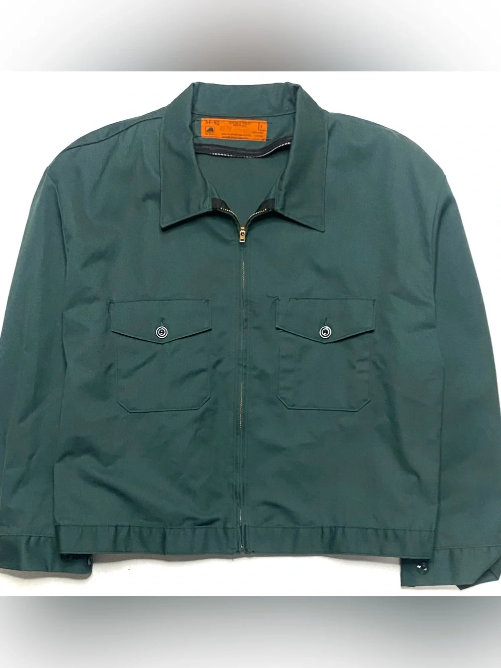 Vintage 70s Red Kap Green Canvas Workwear Mechanics Jacket Talon Zipper USA XXL